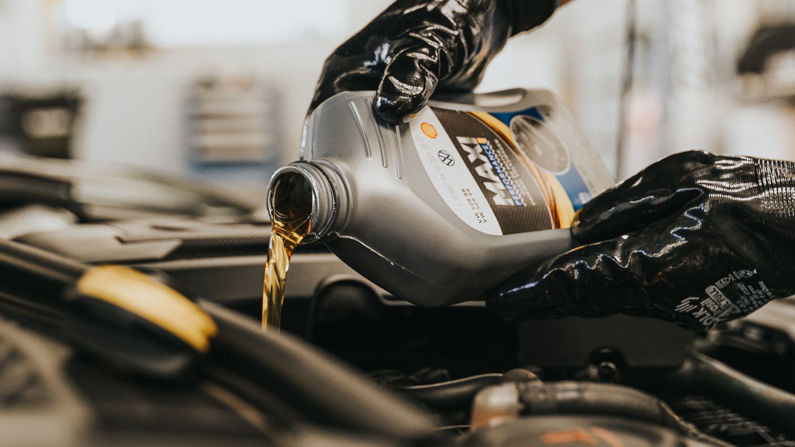 Engine oil being added during an oil change service in Apopka FL